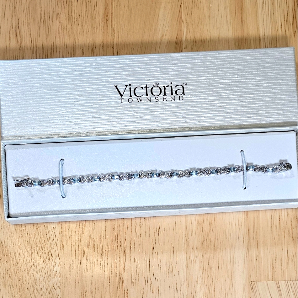 Newdiamond Blue Topaz Tennis Bracelet